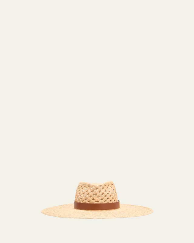 V-Signature Panama Hat With Leather Band